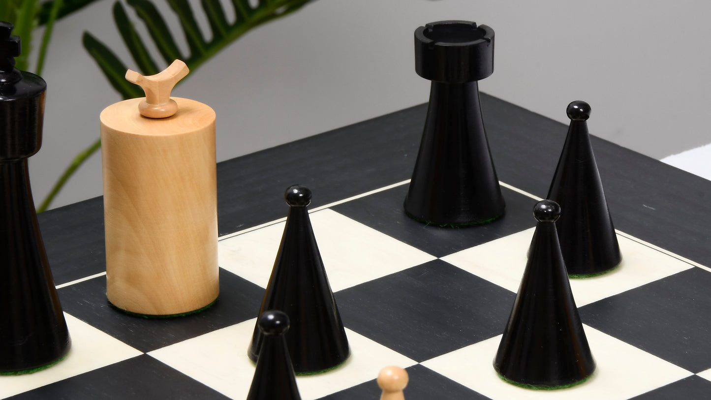 1940s Art Deco Series Weighted Chess Pieces Ebonized Boxwood and Boxwood -3.8" King