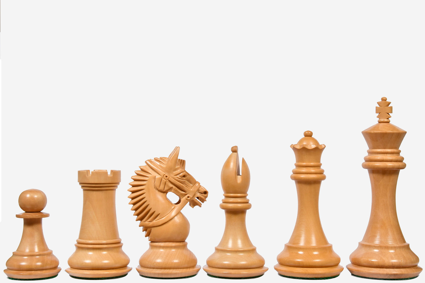 The American Bridle Triple-Weighted Chess Pieces with Extra Queen - Handcrafted in Ebony & Boxwood 4.2" King