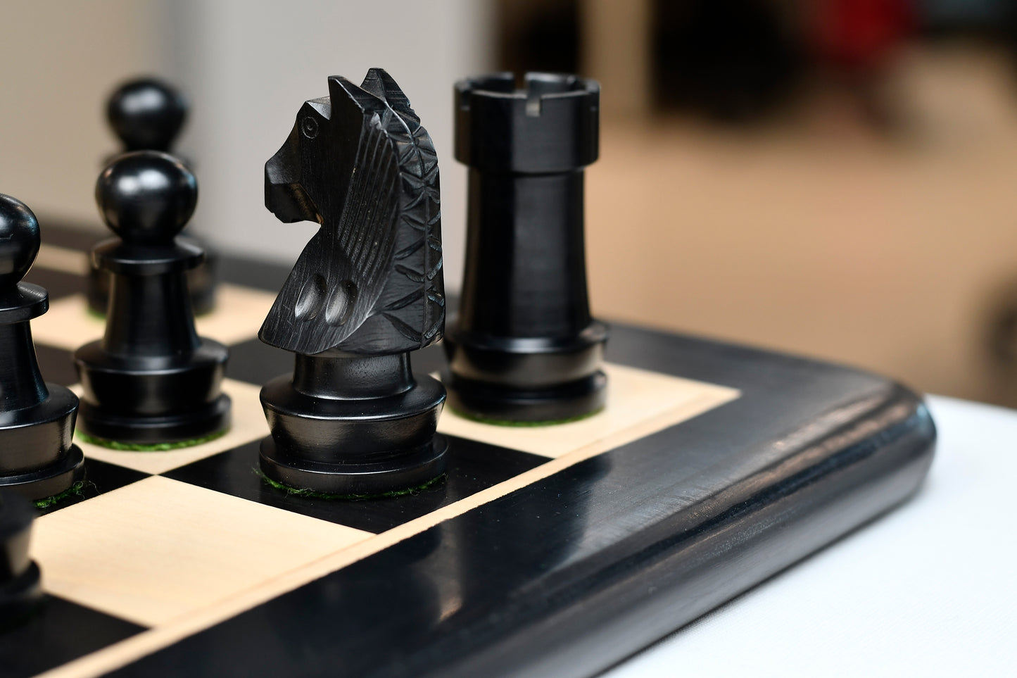 The Championship Series Staunton Chess Pieces in Ebonized Boxwood & Natural Boxwood - 3.75" King