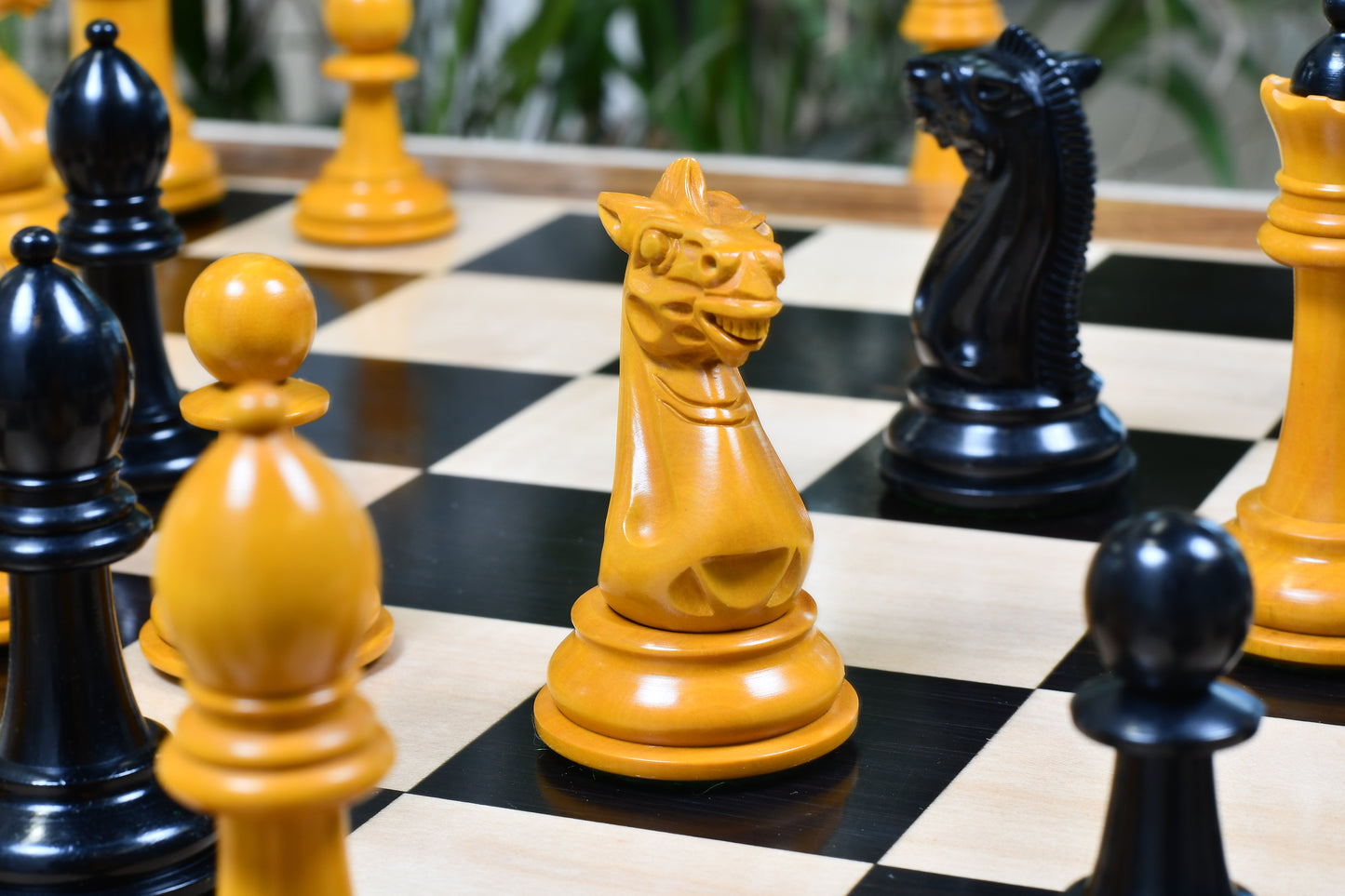 Reproduced 1940 Soviet Club Chess Pieces in Ebony / Antiqued Box wood - 4" King