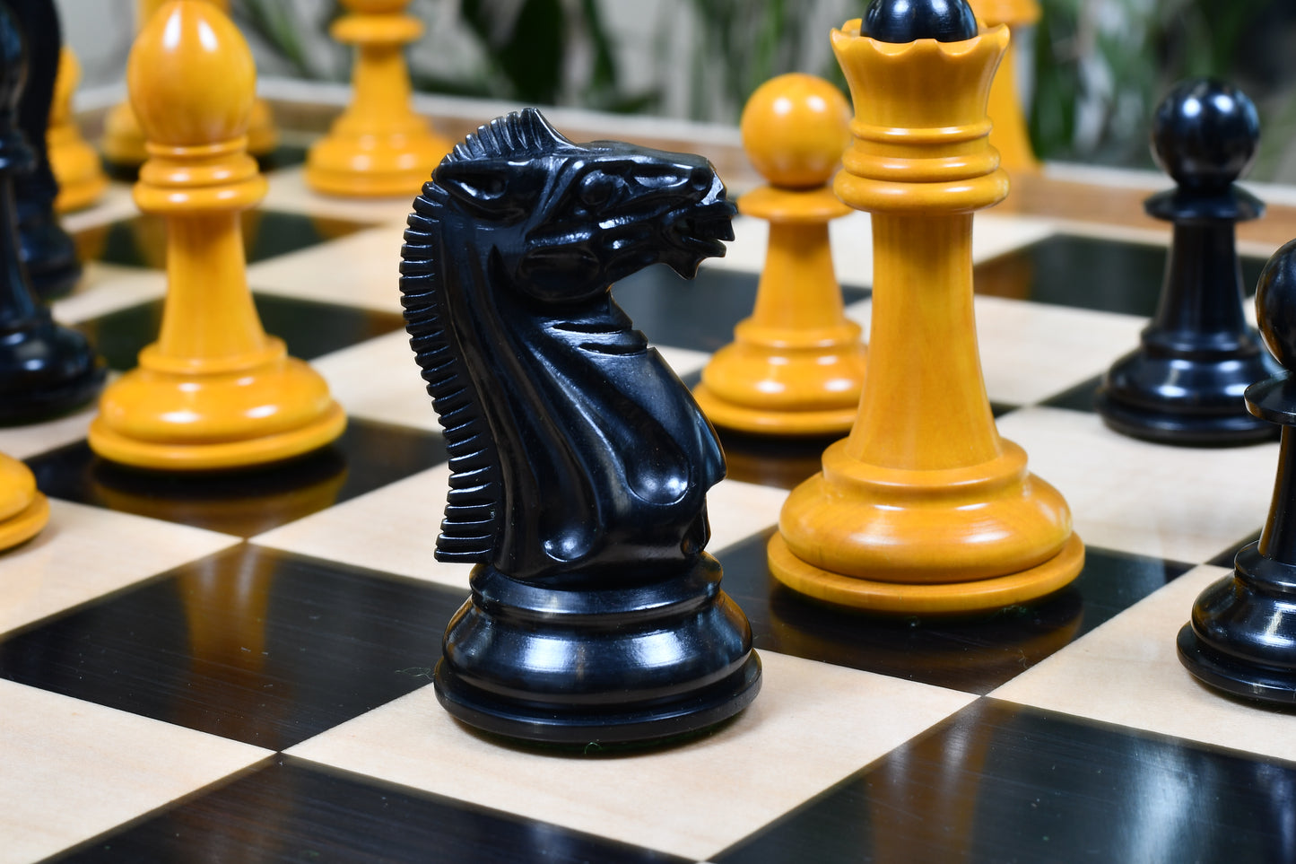 Reproduced 1940 Soviet Club Chess Pieces in Ebony / Antiqued Box wood - 4" King