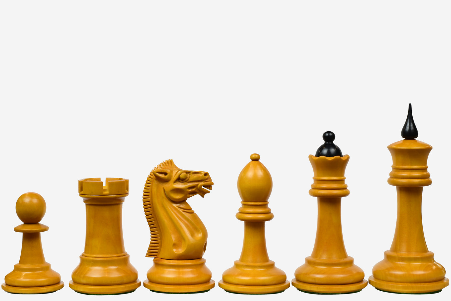 Reproduced 1940 Soviet Club Chess Pieces in Ebony / Antiqued Box wood - 4" King