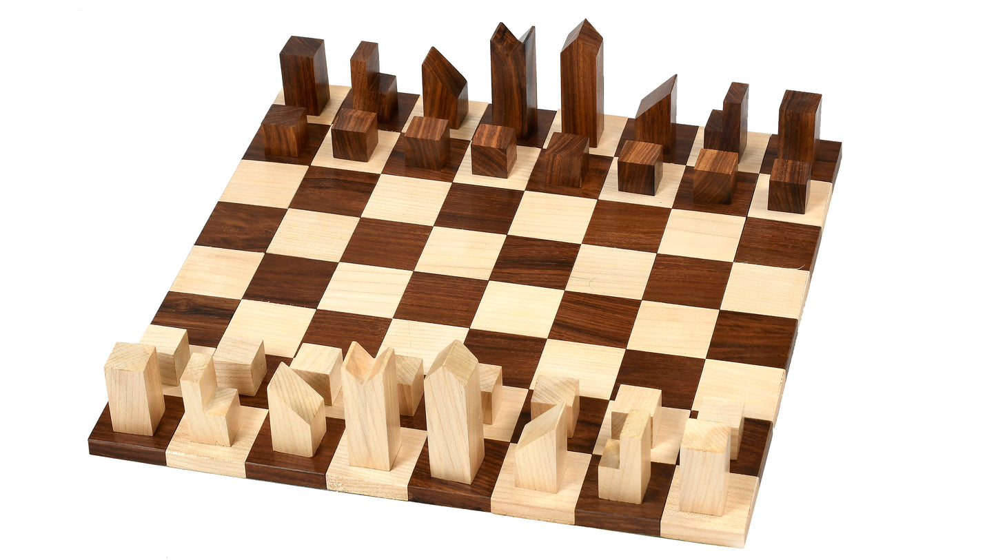 Reproduced Minimalist Chess Pieces in Sheesham & Boxwood - 2.79" King