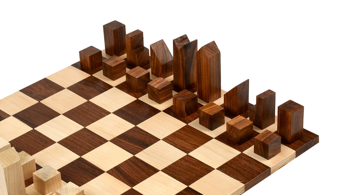 Reproduced Minimalist Chess Pieces in Sheesham & Boxwood - 2.79" King
