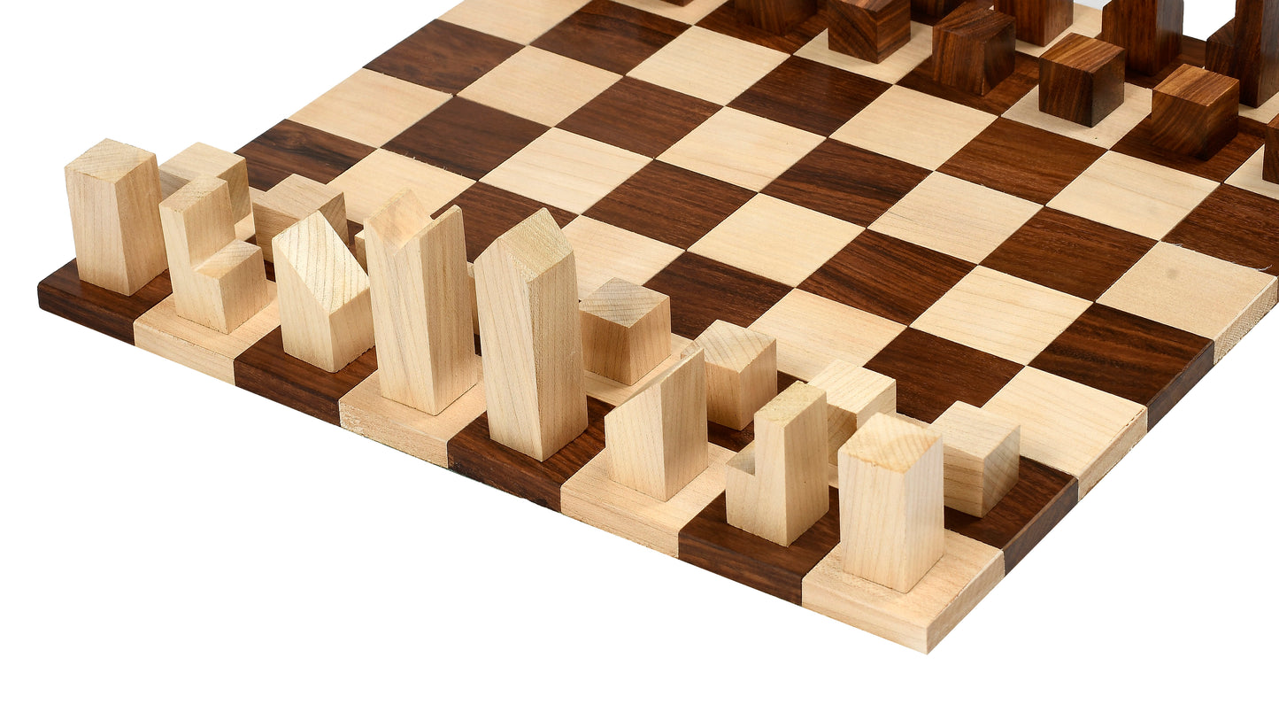 Reproduced Minimalist Chess Pieces in Sheesham & Boxwood - 2.79" King