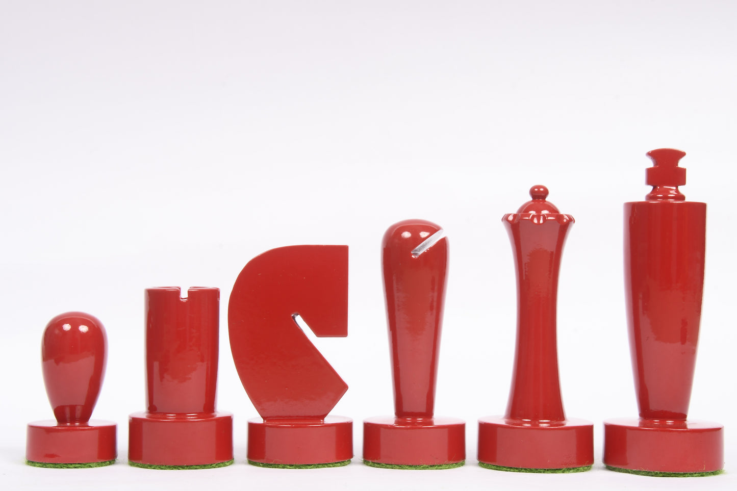 Berliner Series Modern Minimalist Chess Pieces in Red and Black Painted Box Wood - 3.7" King