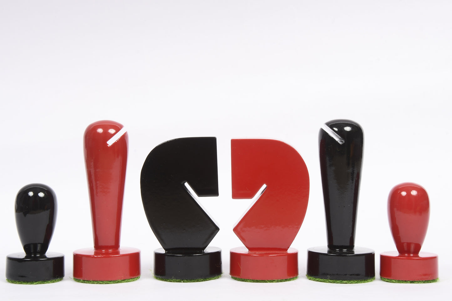 Berliner Series Modern Minimalist Chess Pieces in Red and Black Painted Box Wood - 3.7" King