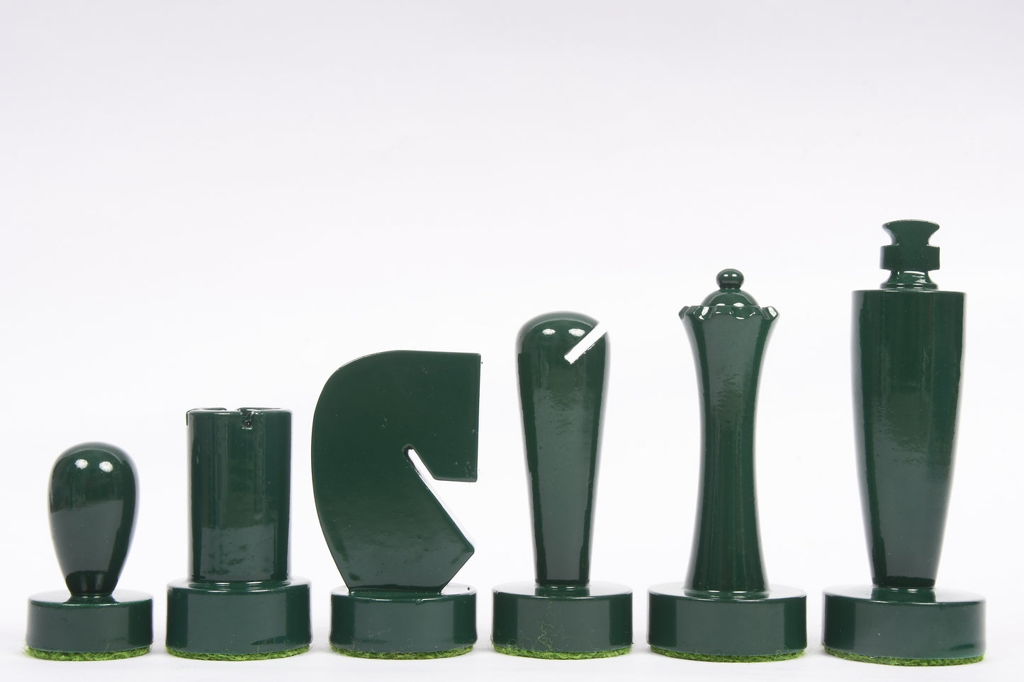 Berliner Series Modern Minimalist Chess Pieces in Green and Black Painted Box Wood - 3.7" King