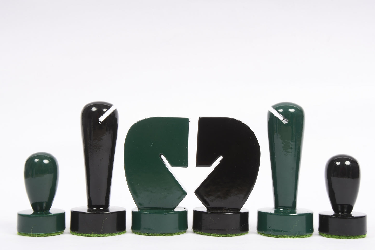 Berliner Series Modern Minimalist Chess Pieces in Green and Black Painted Box Wood - 3.7" King