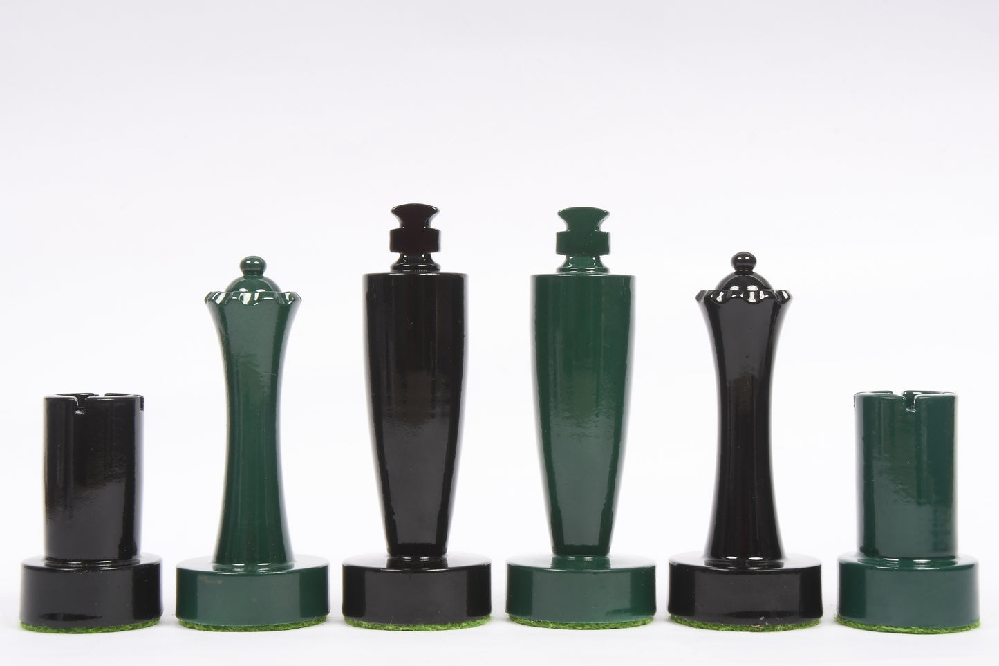 Berliner Series Modern Minimalist Chess Pieces in Green and Black Painted Box Wood - 3.7" King