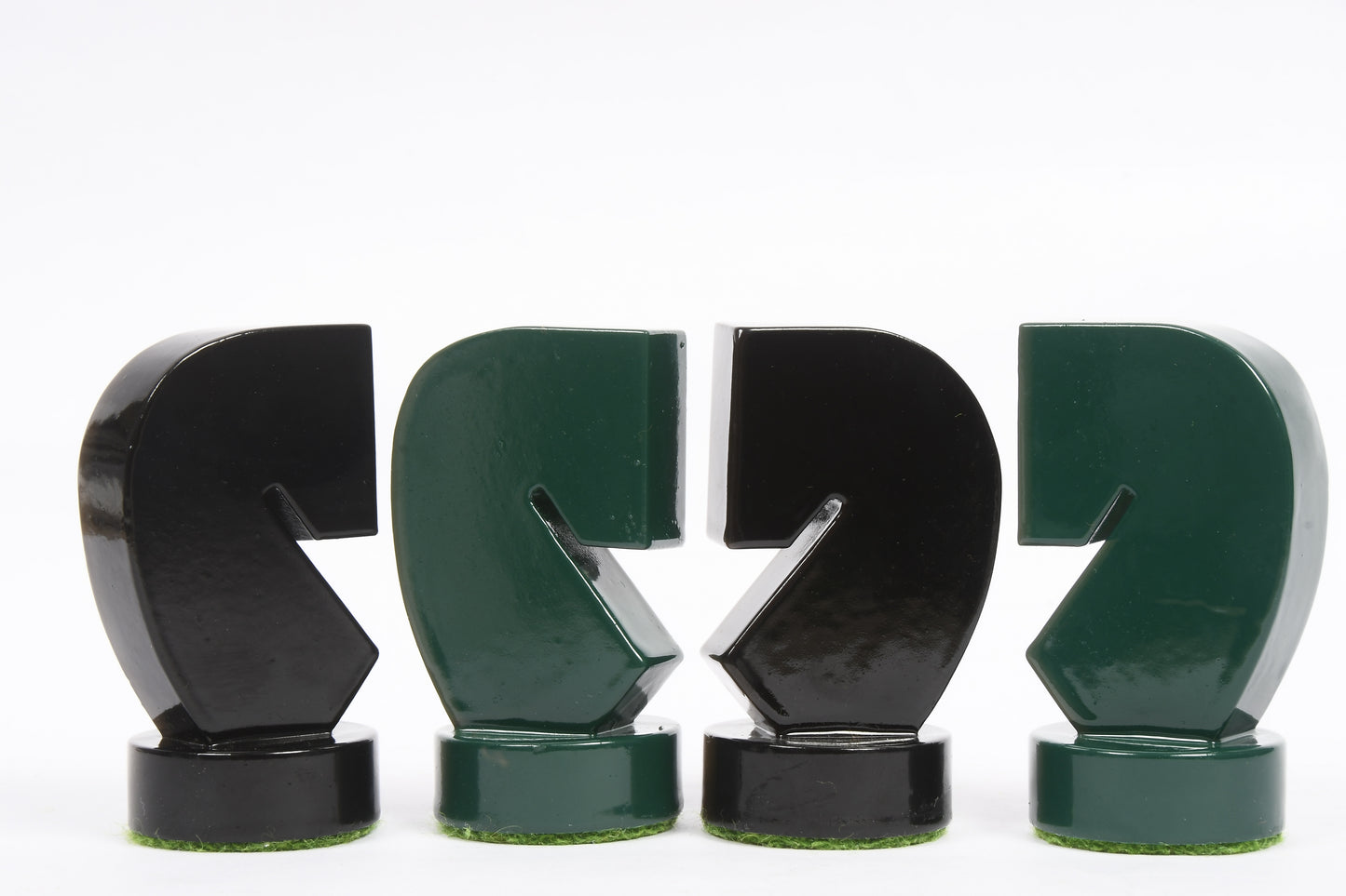 Berliner Series Modern Minimalist Chess Pieces in Green and Black Painted Box Wood - 3.7" King