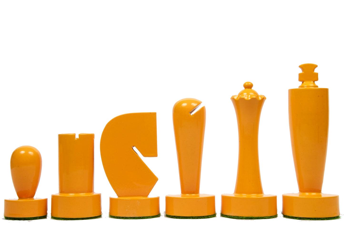 Berliner Series Modern Minimalist Chess Pieces in Black and Yellow Painted Box Wood - 3.7" King
