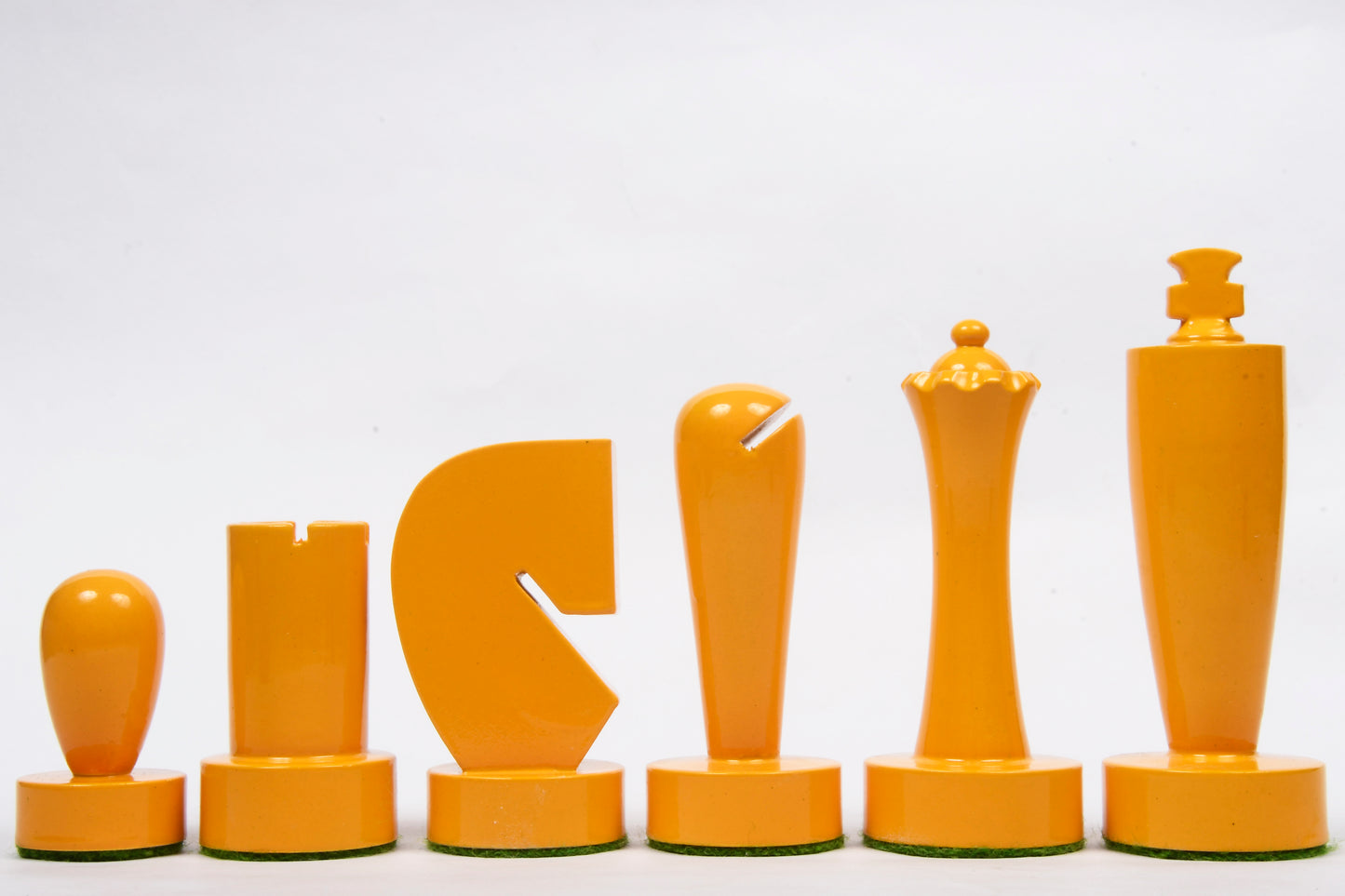 Berliner Series Modern Minimalist Chess Pieces in Yellow and White Painted Box Wood - 3.7" King