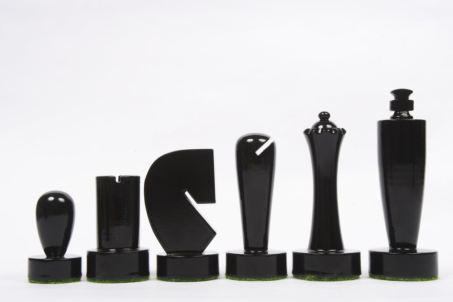 Berliner Series Modern Minimalist Chess Pieces in Black and Yellow Painted Box Wood - 3.7" King