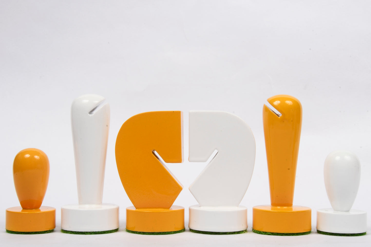 Berliner Series Modern Minimalist Chess Pieces in Yellow and White Painted Box Wood - 3.7" King