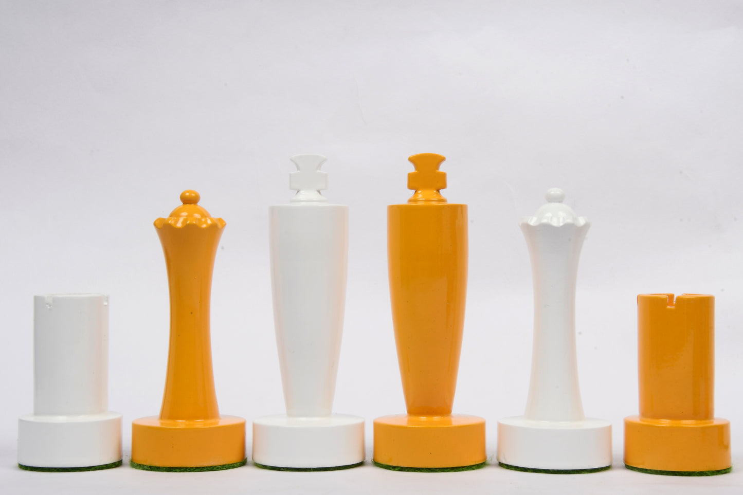 Berliner Series Modern Minimalist Chess Pieces in Yellow and White Painted Box Wood - 3.7" King