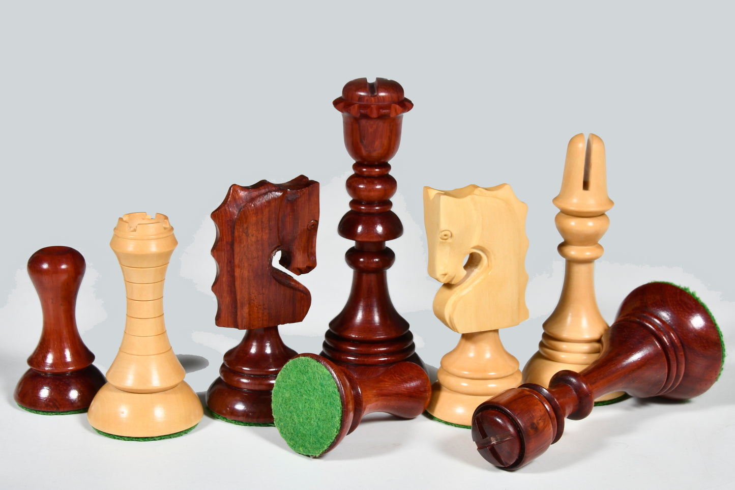 Reproduced Historic 1929 Barcelona "Joc Catalan" Chess Pieces in Bud Rose Wood & Box Wood - 4.3" King