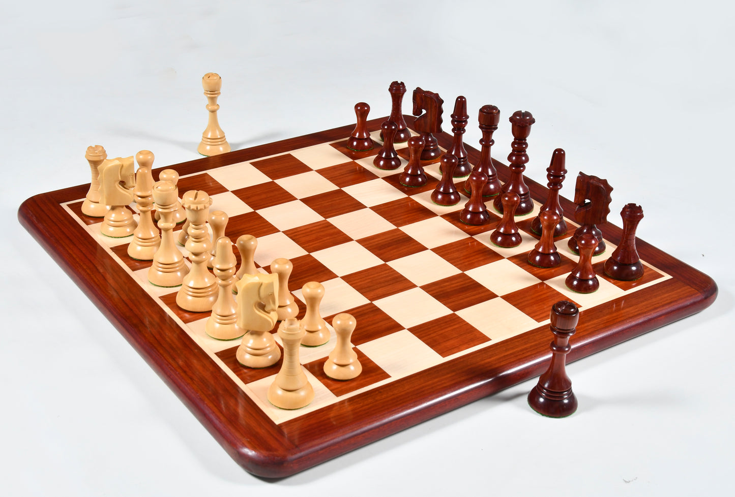 Reproduced Historic 1929 Barcelona "Joc Catalan" Chess Pieces in Bud Rose Wood & Box Wood - 4.3" King
