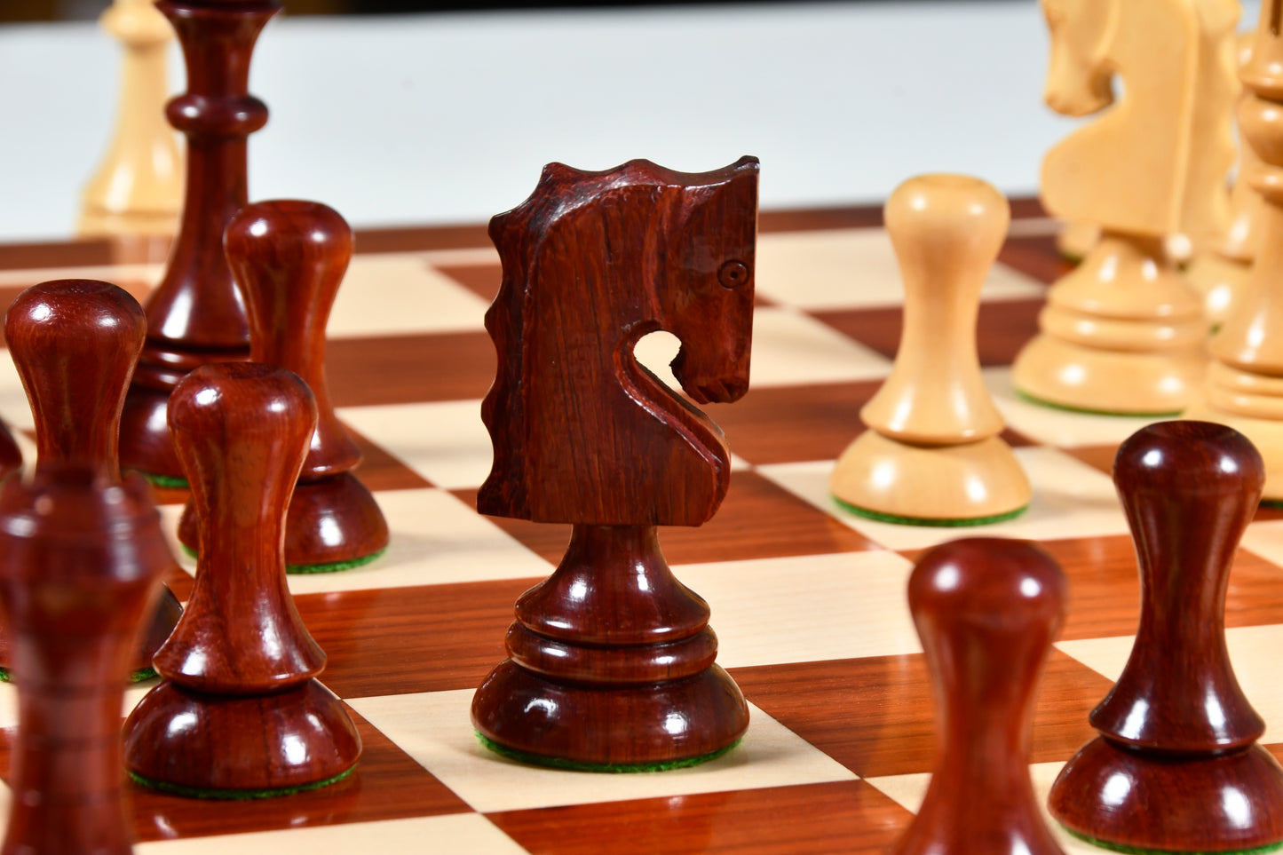 Reproduced Historic 1929 Barcelona "Joc Catalan" Chess Pieces in Bud Rose Wood & Box Wood - 4.3" King