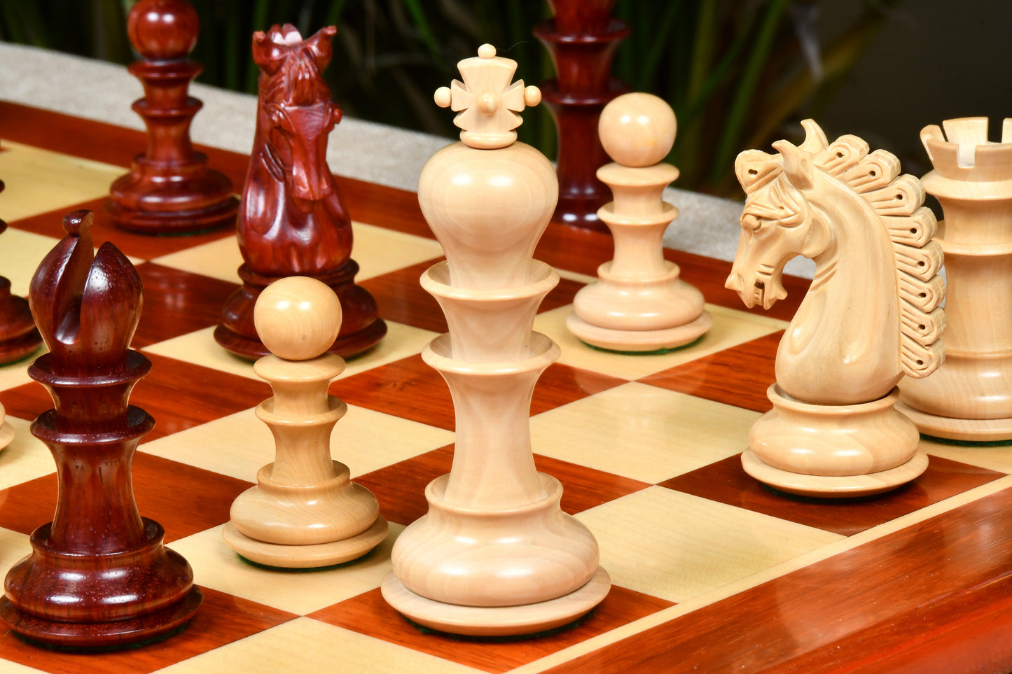 The Hurricane Series Staunton Luxury Chess Pieces Bud Rose & Box Wood - 4.7" King