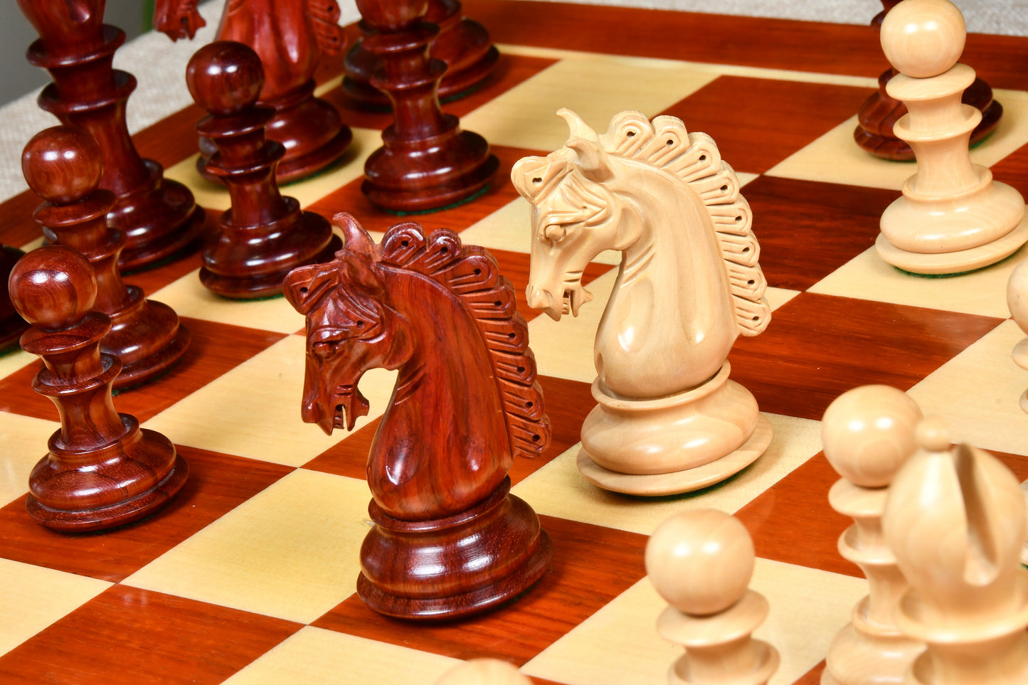 The Hurricane Series Staunton Luxury Chess Pieces Bud Rose & Box Wood - 4.7" King