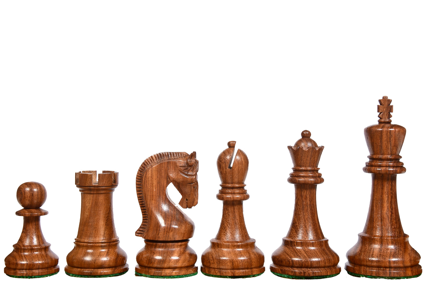 The Leningrad Club-Sized Wooden Chess Pieces in Sheesham Wood (Golden Rosewood) & Boxwood- 4.0" King