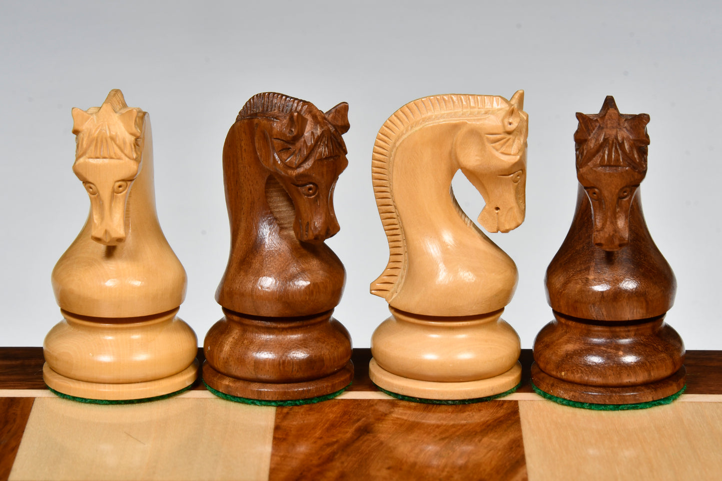 The Leningrad Club-Sized Wooden Chess Pieces in Sheesham Wood (Golden Rosewood) & Boxwood- 4.0" King