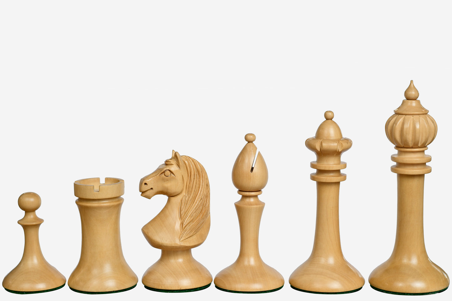 Reproduced 1910 Circa Lasker–Schlechter World Championship Chessmen in Genuine Ebony Wood & Boxwood - 4.5" King