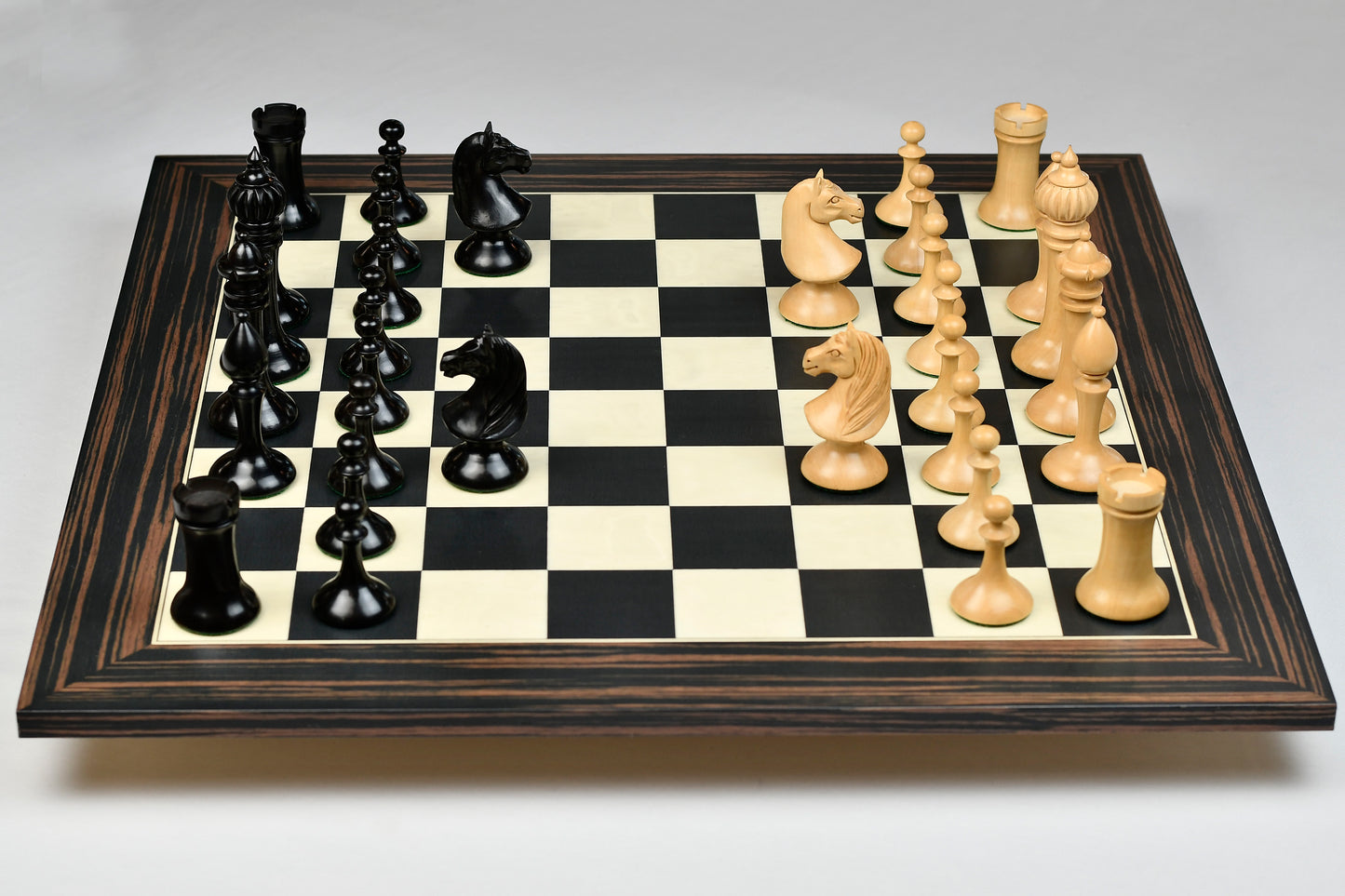 Reproduced 1910 Circa Lasker–Schlechter World Championship Chessmen in Genuine Ebony Wood & Boxwood - 4.5" King