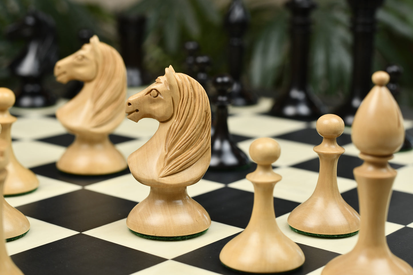 Reproduced 1910 Circa Lasker–Schlechter World Championship Chessmen in Genuine Ebony Wood & Boxwood - 4.5" King