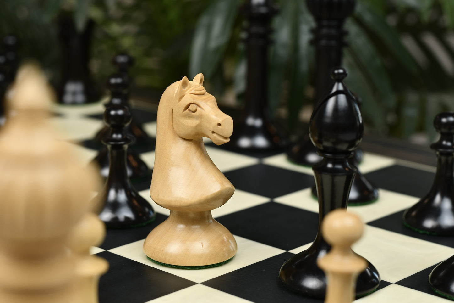 Reproduced 1910 Circa Lasker–Schlechter World Championship Chessmen in Genuine Ebony Wood & Boxwood - 4.5" King