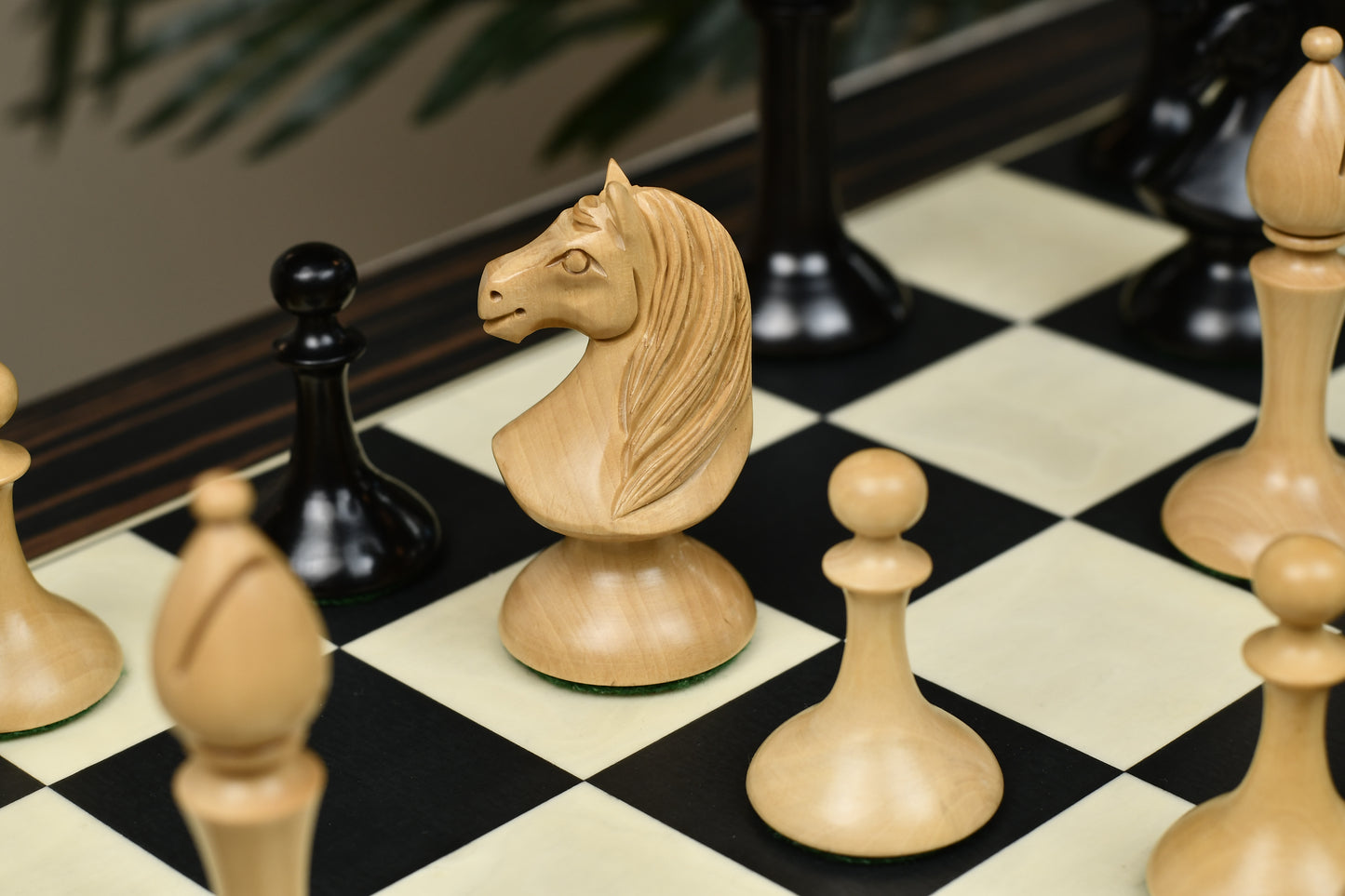 Reproduced 1910 Circa Lasker–Schlechter World Championship Chessmen in Genuine Ebony Wood & Boxwood - 4.5" King