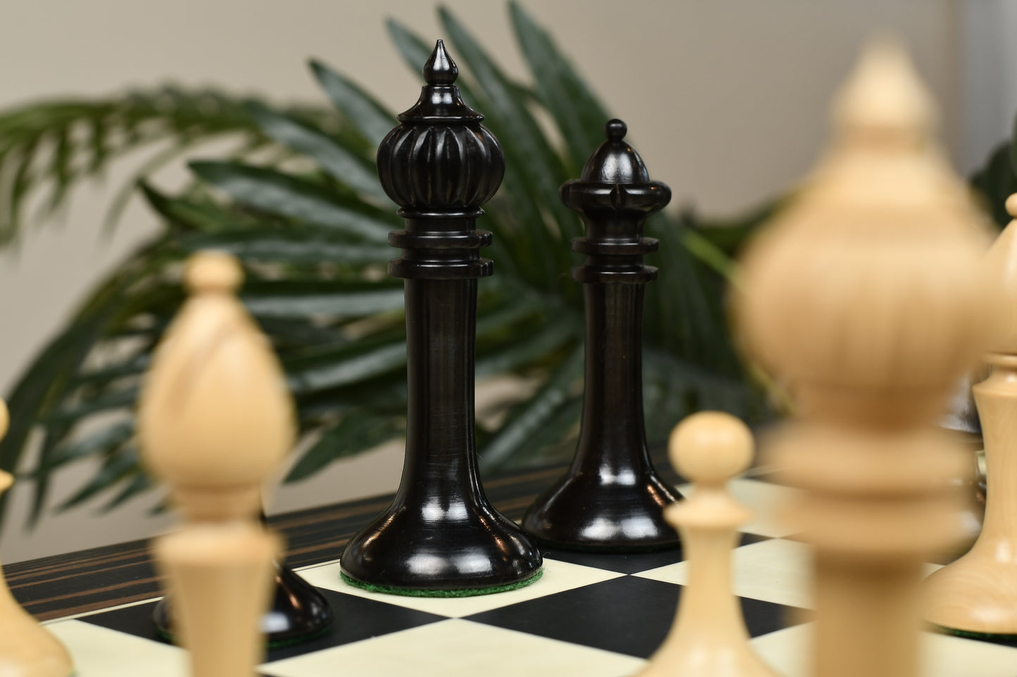 Reproduced 1910 Circa Lasker–Schlechter World Championship Chessmen in Genuine Ebony Wood & Boxwood - 4.5" King