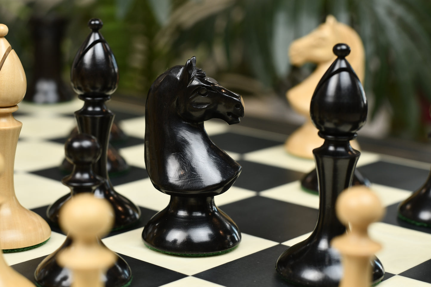 Reproduced 1910 Circa Lasker–Schlechter World Championship Chessmen in Genuine Ebony Wood & Boxwood - 4.5" King