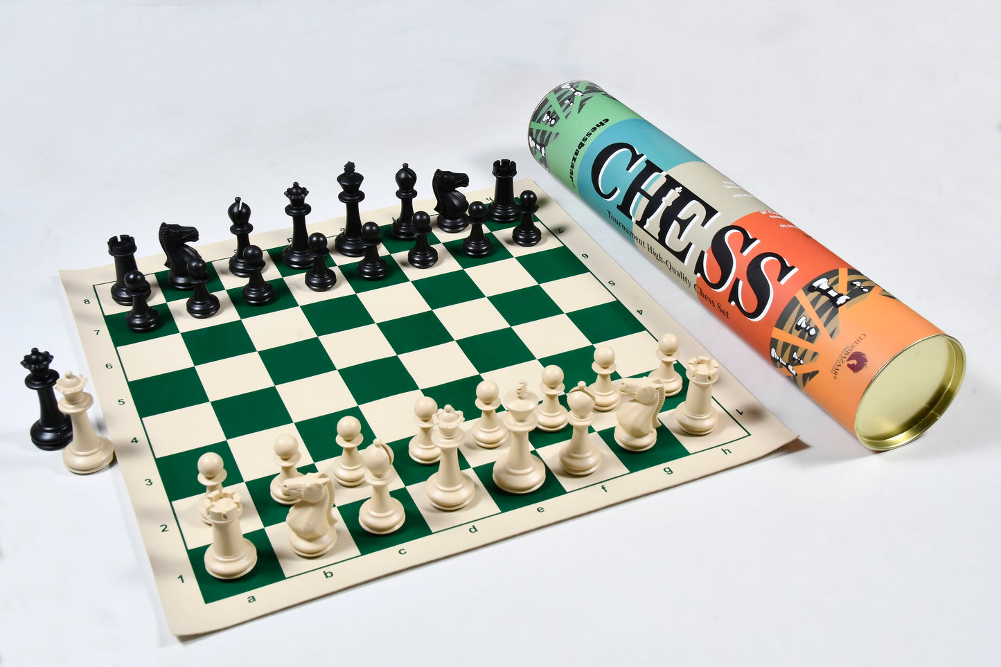 The Checkmate Series Tournament Plastic Chess Set (34 Pieces) Heavily Weighted with Extra Queens - 3.75" King