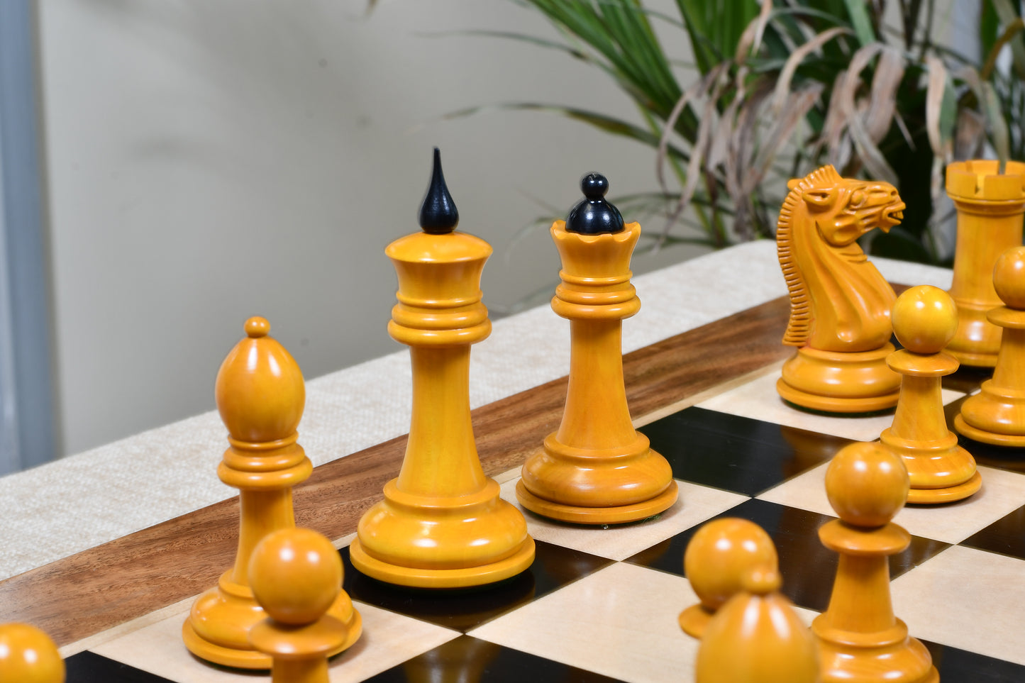Reproduced 1940 Soviet Club Chess Pieces in Ebony / Antiqued Box wood - 4" King