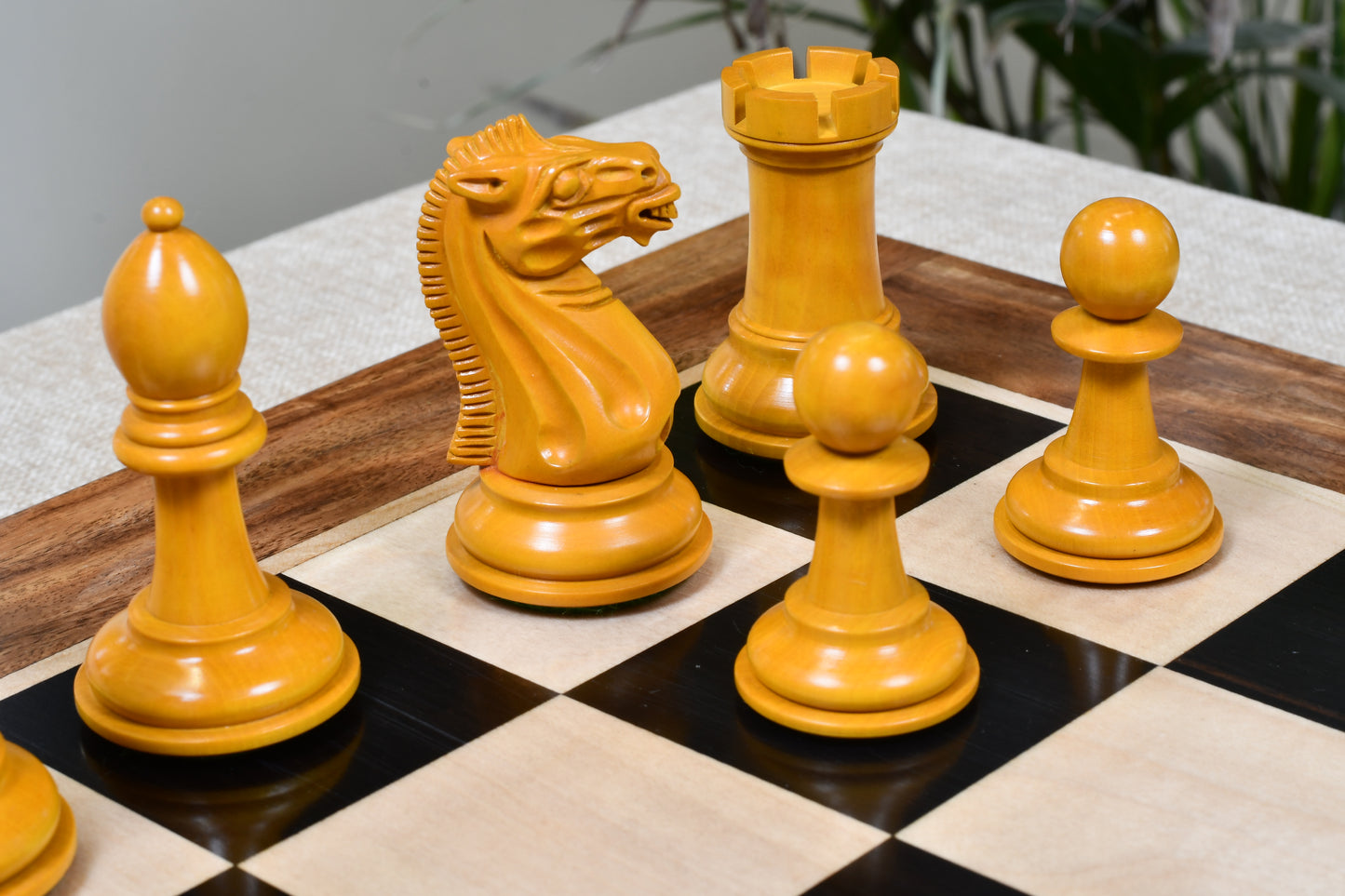 Reproduced 1940 Soviet Club Chess Pieces in Ebony / Antiqued Box wood - 4" King