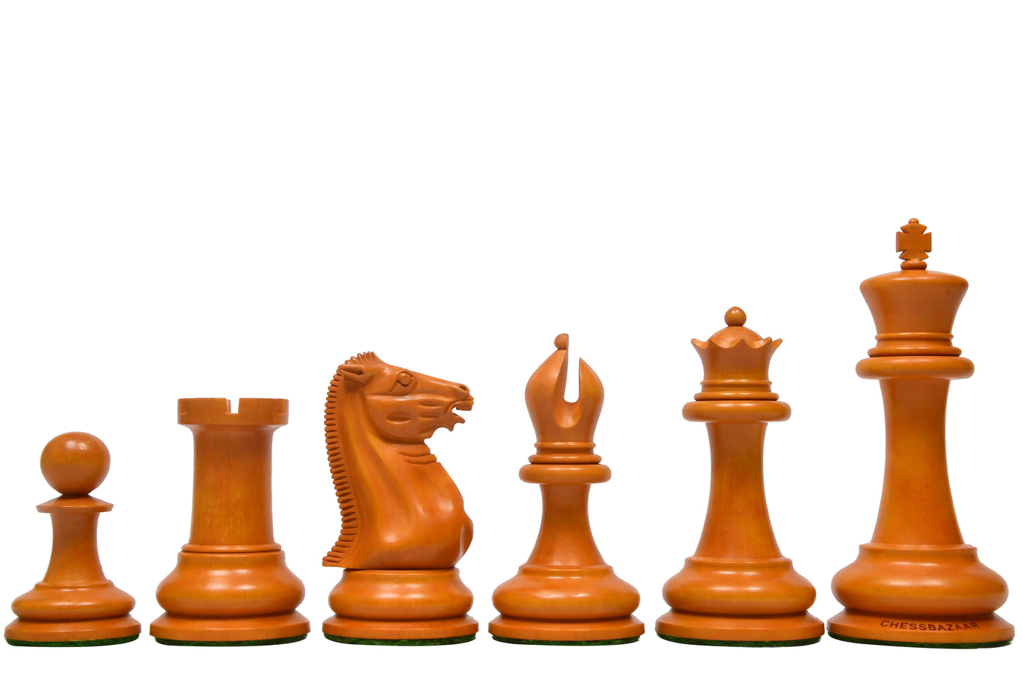 Reproduced 1850 Morphy Chess Pieces Only V2.0 in Ebony / Antiqued Box wood with King Side Stamping - 4.4" King