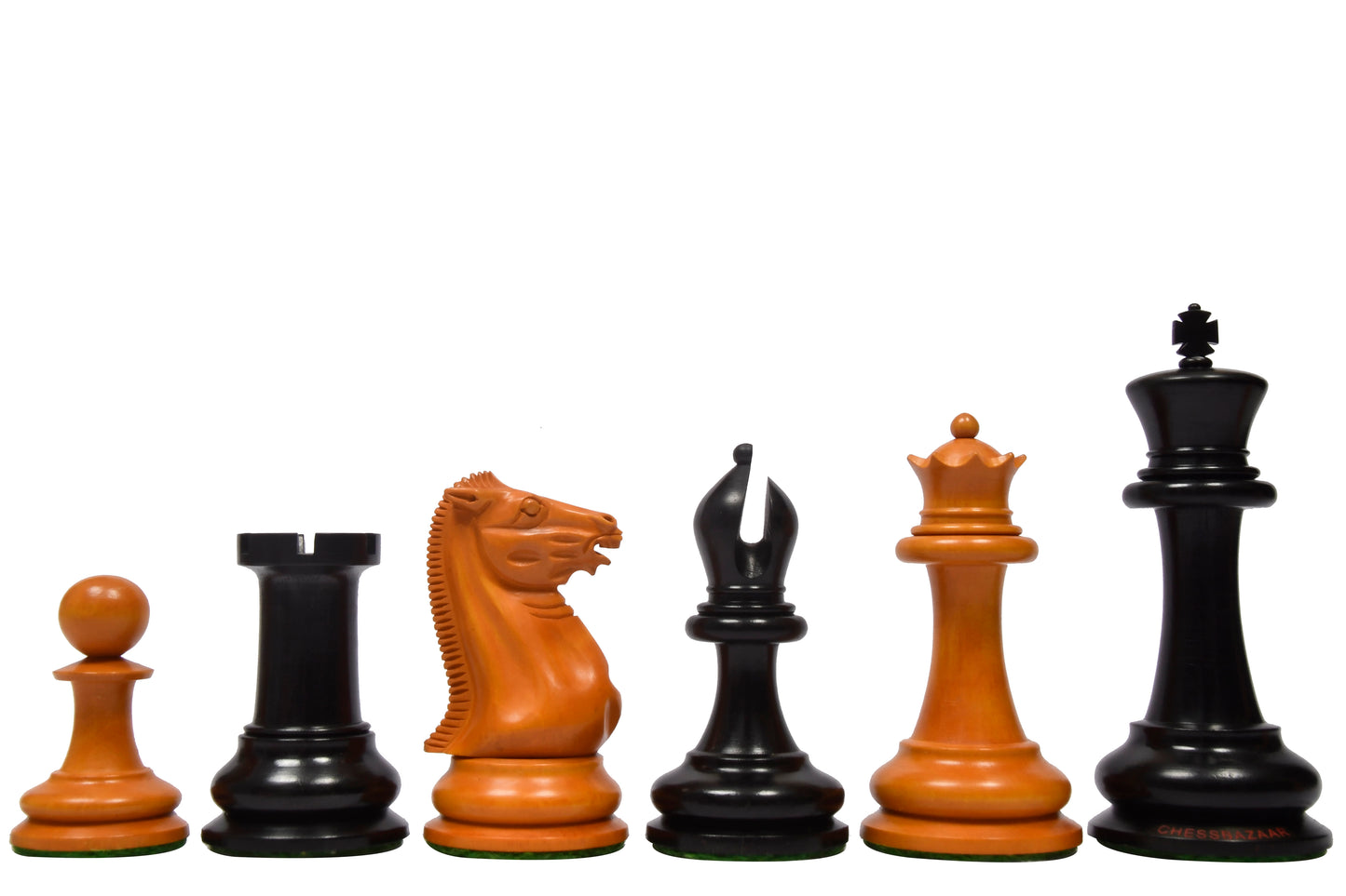 Reproduced 1850 Morphy Chess Pieces Only V2.0 in Ebony / Antiqued Box wood with King Side Stamping - 4.4" King