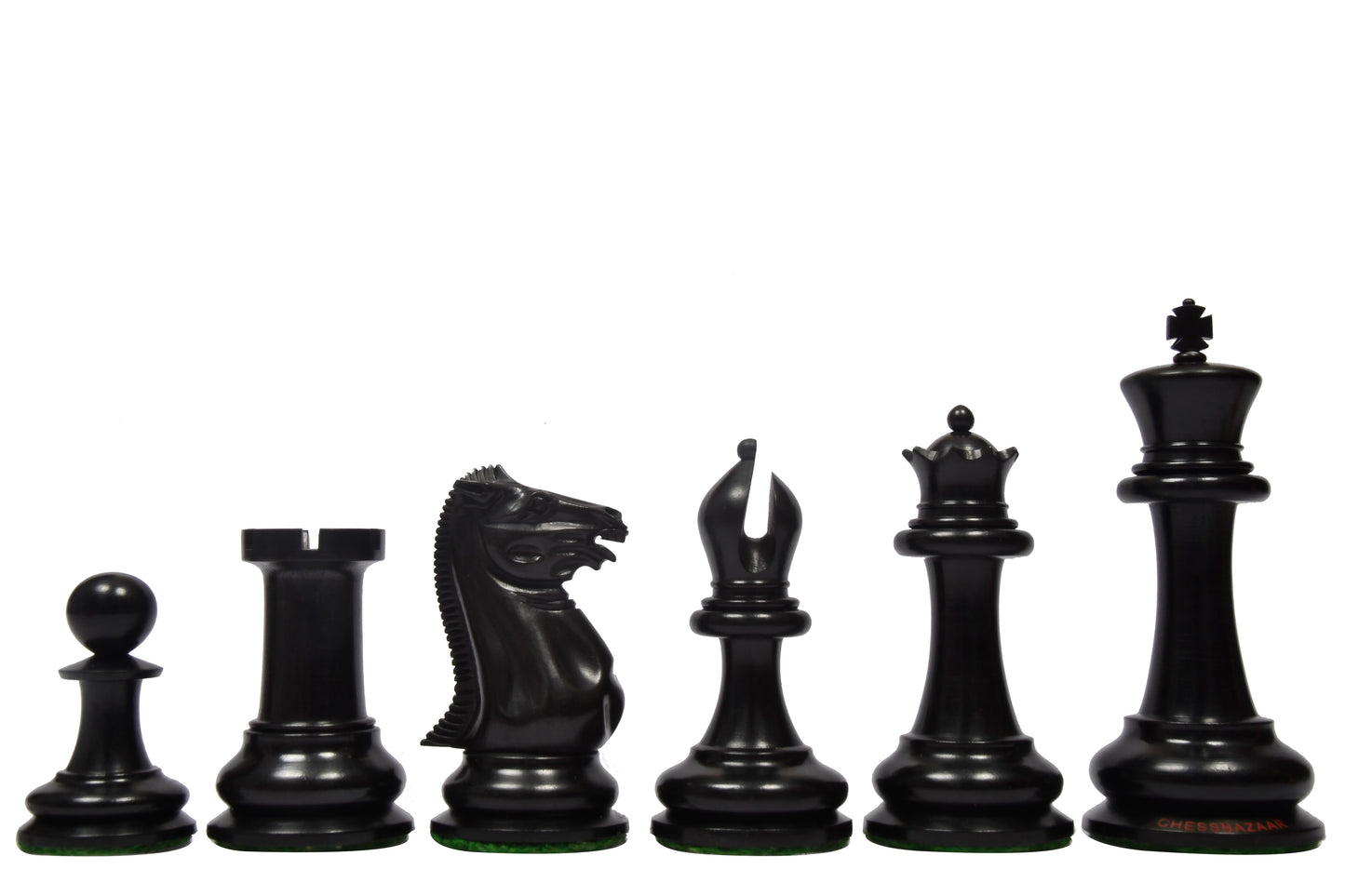 Reproduced 1850 Morphy Chess Pieces Only V2.0 in Ebony / Antiqued Box wood with King Side Stamping - 4.4" King