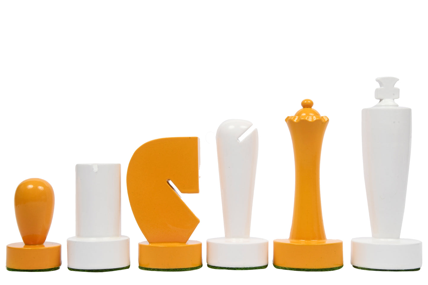 Berliner Series Modern Minimalist Chess Pieces in Yellow and White Painted Box Wood - 3.7" King