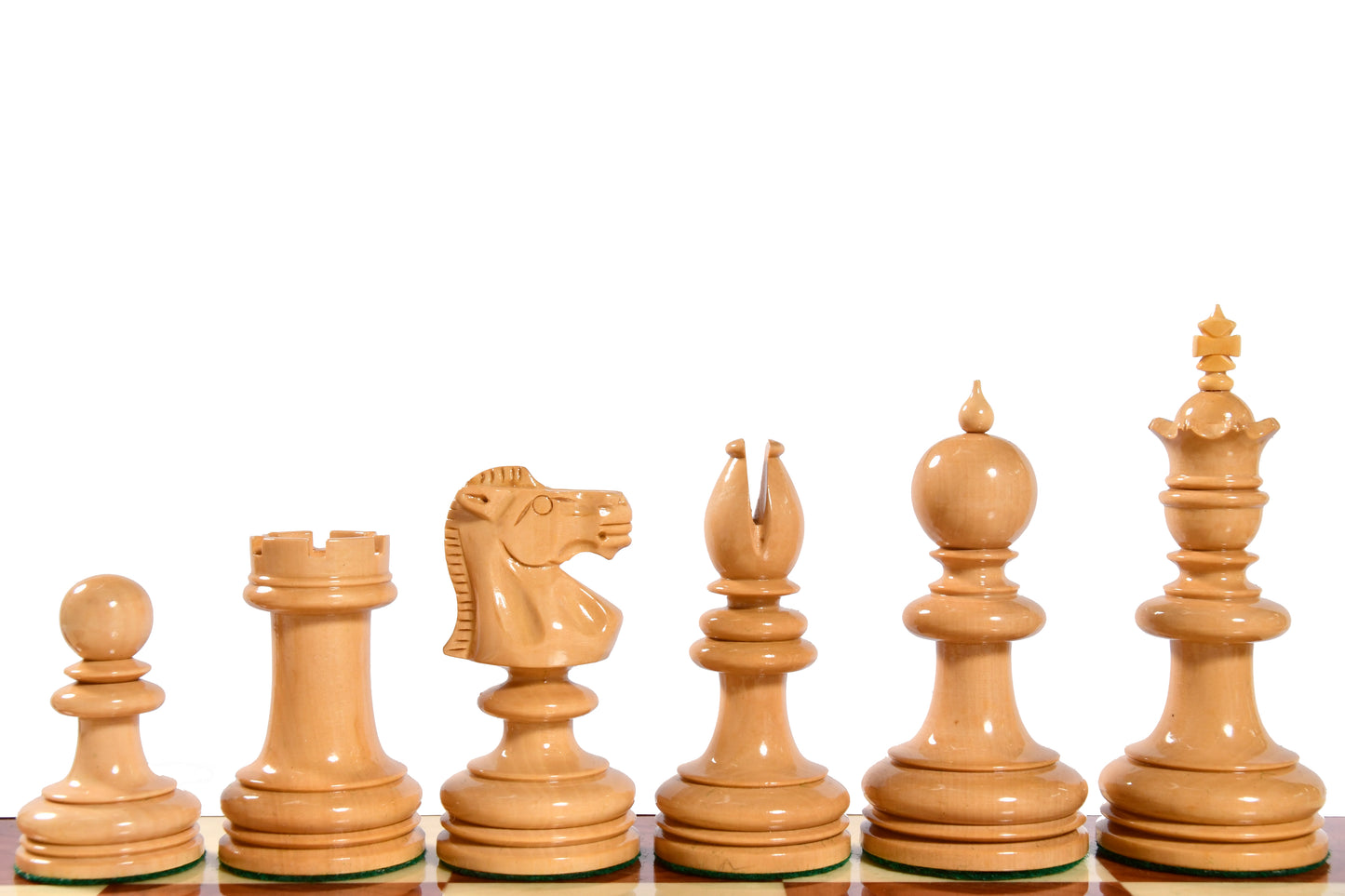 Exclusive Repro William Hallett High Class Chess Pieces in Golden Dyed & Boxwood Wood - 4.0"