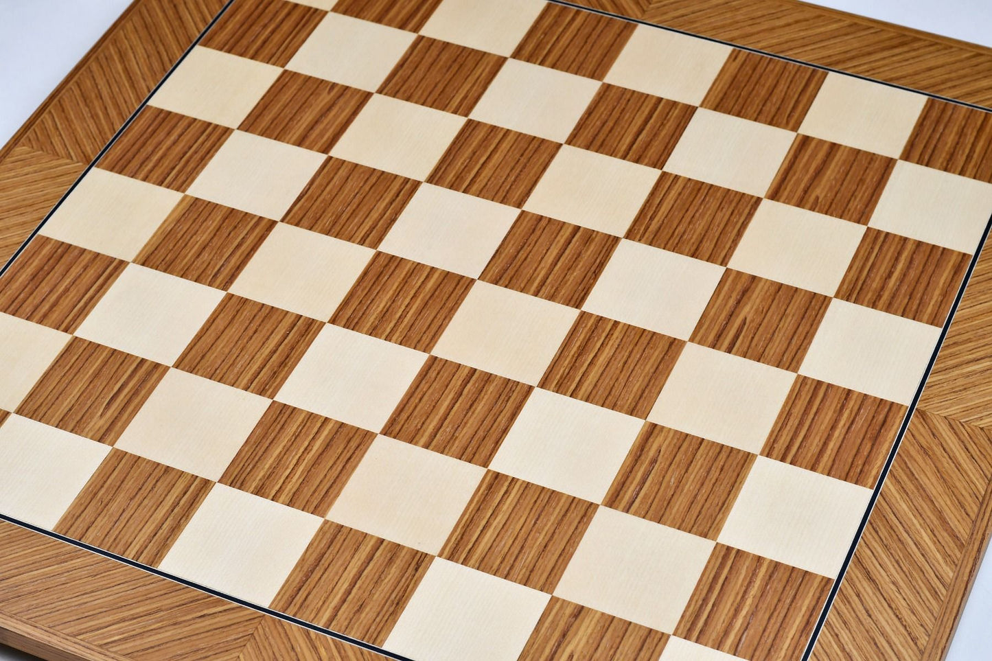 Deluxe Teak & Sycamore Matte Finish Chess Board 22" - 55 mm