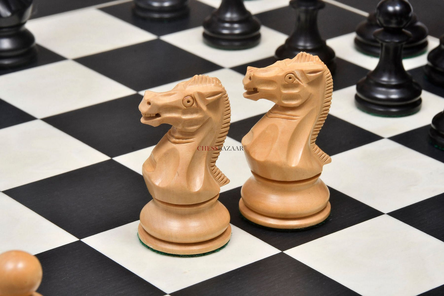 The Professional Series Tournament Staunton Weighted Chess Pieces in Ebonized and Boxwood - 3.8" King