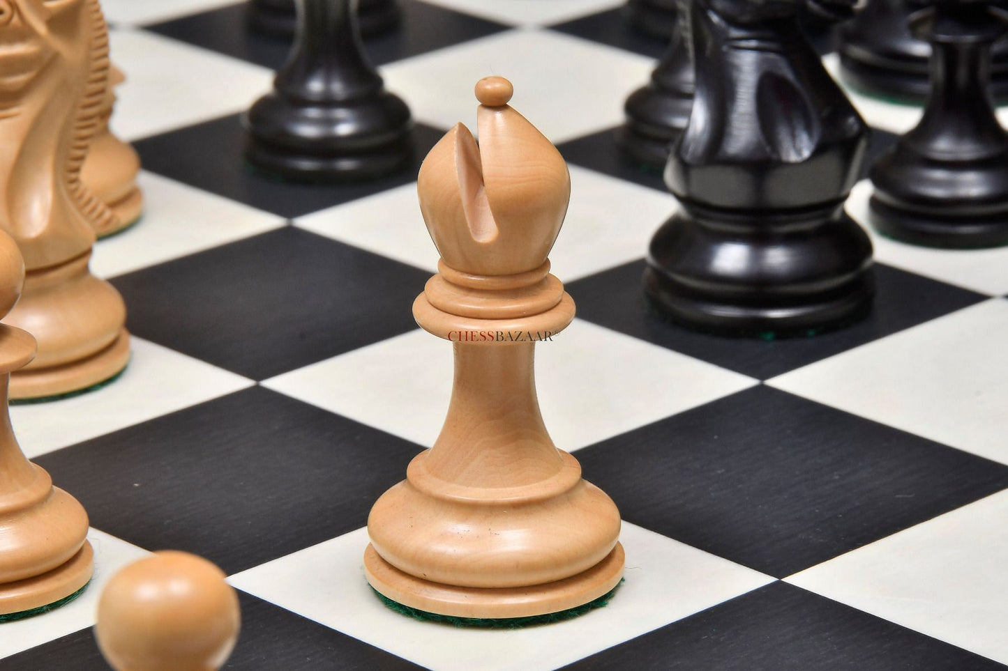 The Professional Series Tournament Staunton Weighted Chess Pieces in Ebonized and Boxwood - 3.8" King