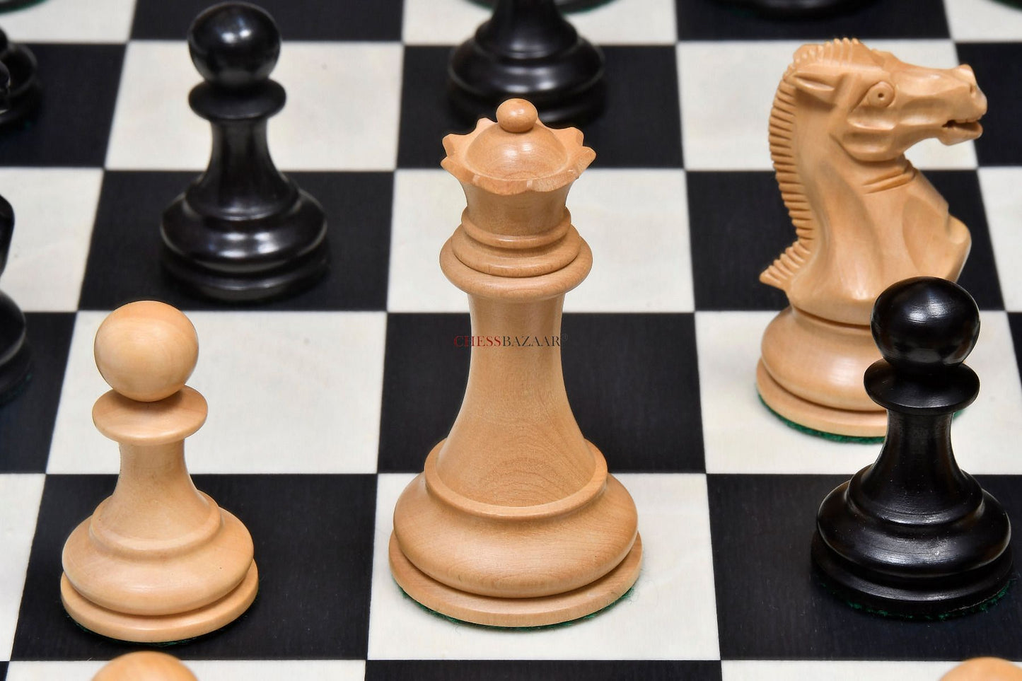 The Professional Series Tournament Staunton Weighted Chess Pieces in Ebonized and Boxwood - 3.8" King