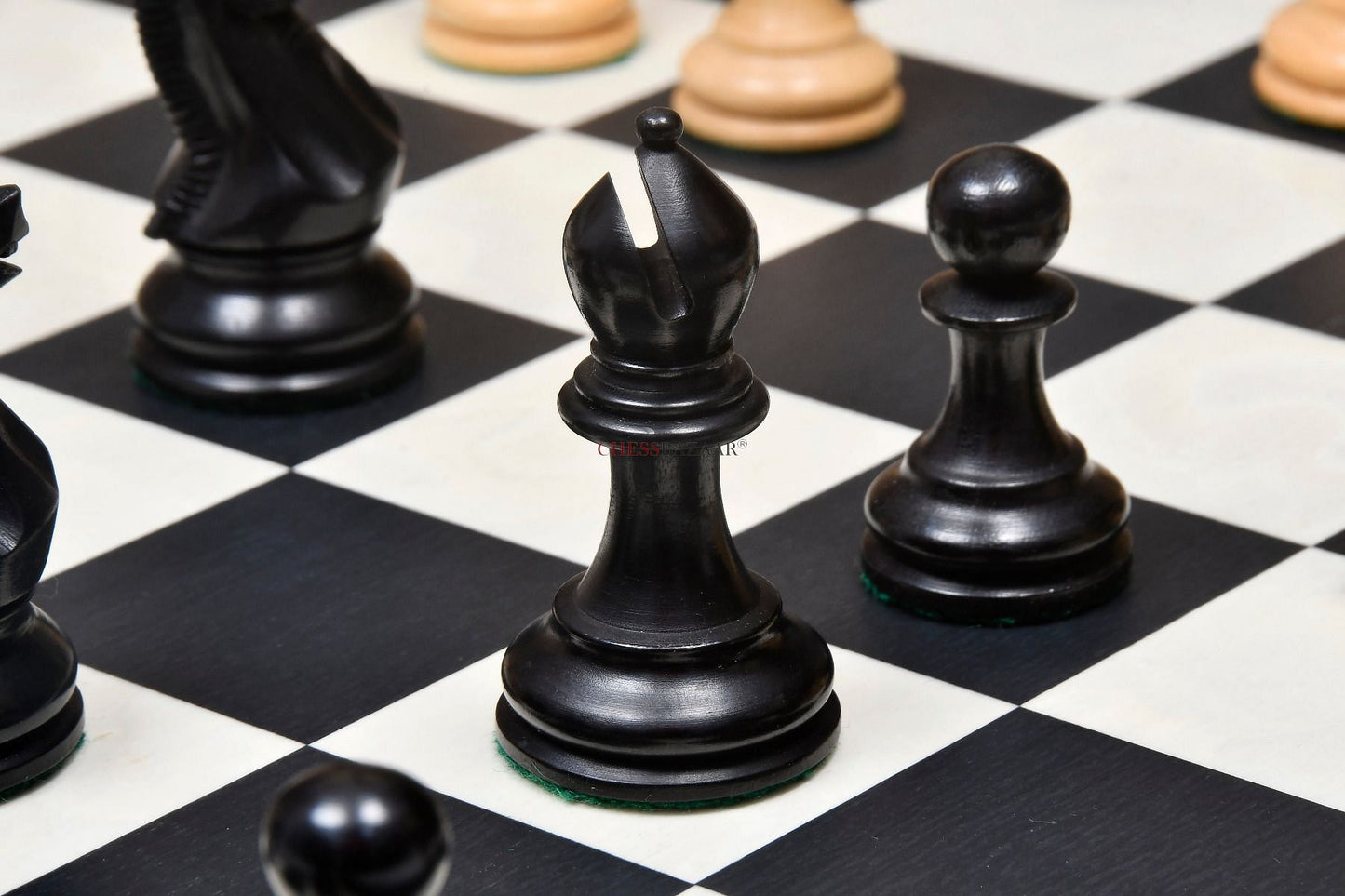 The Professional Series Tournament Staunton Weighted Chess Pieces in Ebonized and Boxwood - 3.8" King