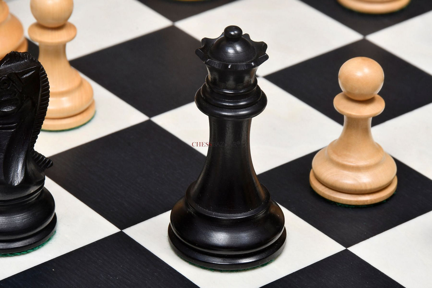 The Professional Series Tournament Staunton Weighted Chess Pieces in Ebonized and Boxwood - 3.8" King
