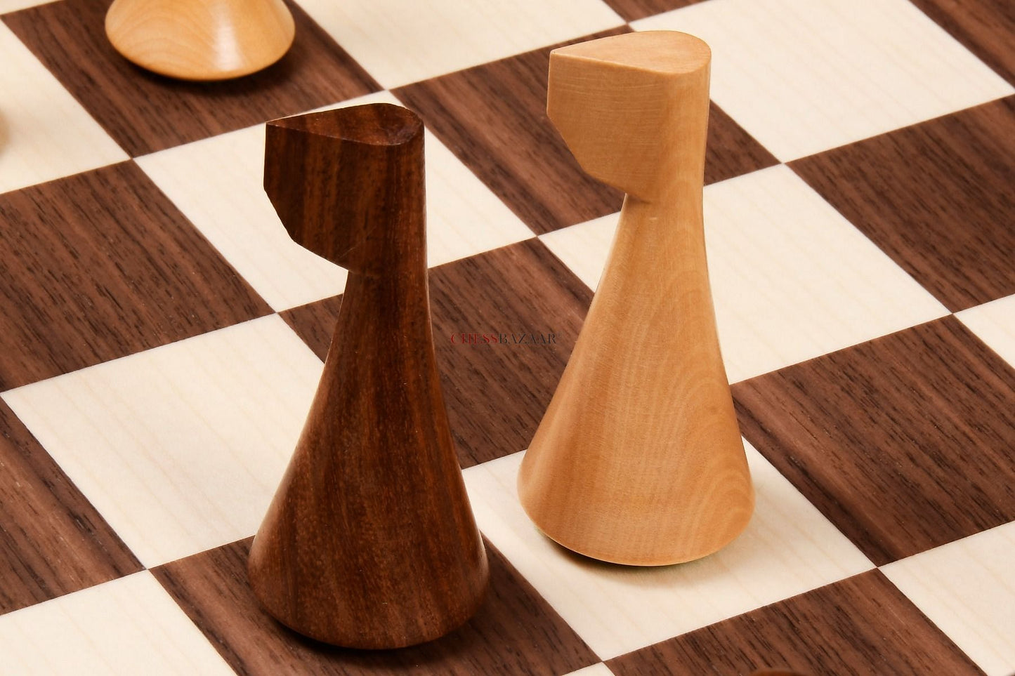 Minimalist Hermann Ohme Chess Pieces in Sheesham & Box Wood - 3.75" King