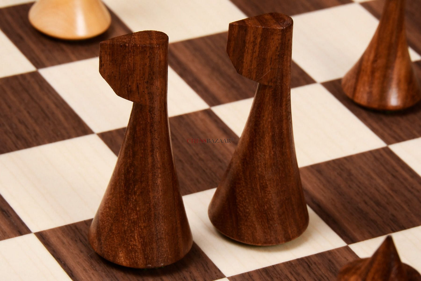 Minimalist Hermann Ohme Chess Pieces in Sheesham & Box Wood - 3.75" King